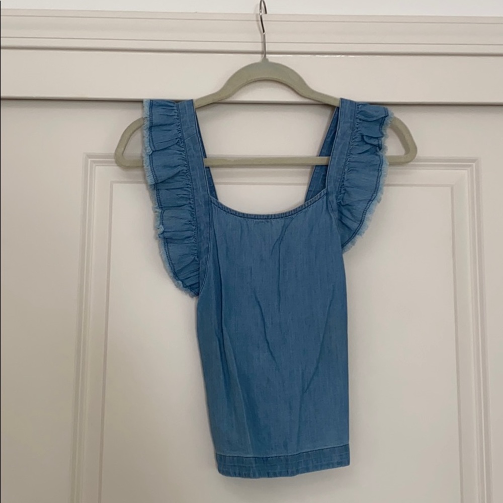 Denim ruffle tank